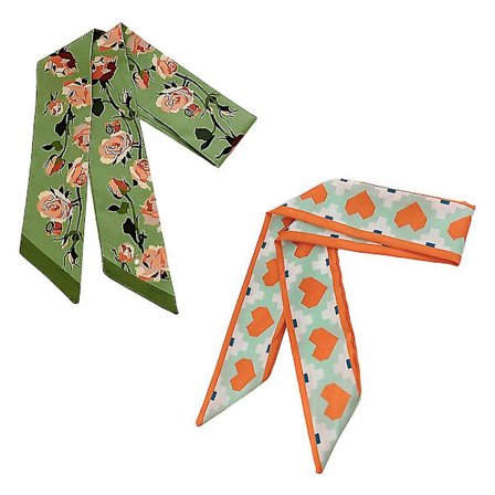 2-pack långa tunna chiffonsjalar - smala halsdukar midjebälten huvudbonader för kvinnor present