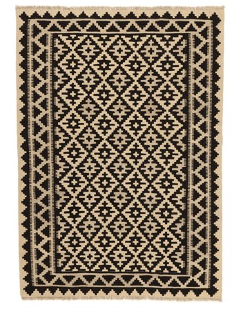 Kelim Ghashghai Teppich 177X247 Schwarz/Orange Persien