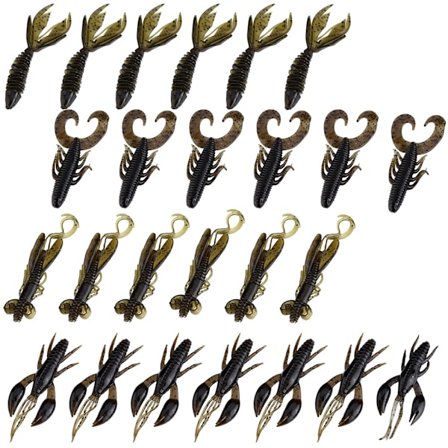 25 stk. bløde silikone agn orm krebs fisk aborre gedde lokkemad fiskegrej (brun)