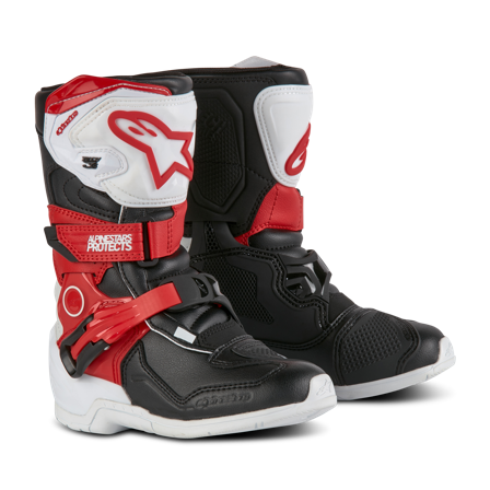 Cizme Motocross Alpinestars Tech 3S Tineret alb/negru/roșu aprins 28