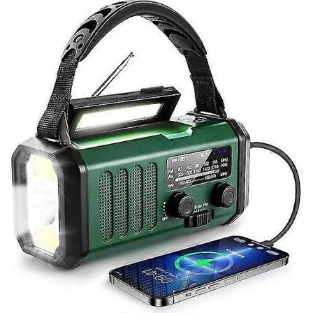 Emergency Radio with Crank, Solar & USB Charging - 10000mAh Battery - NOAA/AM/FM Weather Radio - LED Flashlight