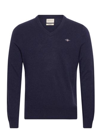 Extrafine Lambswool V-Neck Tops Knitwear V-necks Navy GANT