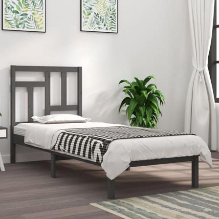 Vidaxl Sängram Grå Massiv Furu 100x200 Cm Grå