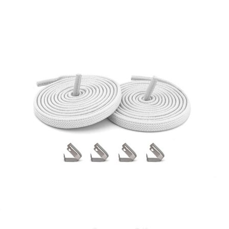No Tie flade sko snørebånd Elastiske snørebånd med spænde White