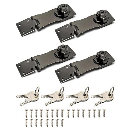 Låsbara haspar, 4-pack 10 cm vridknapp skåplås låsbar spärr säkerhetslås med Mo [DB]