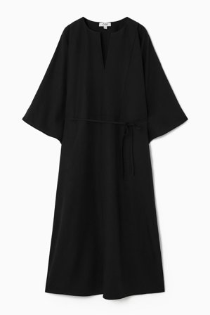 COS Femme Robe Caftan Midi Oversize Dress in Noir