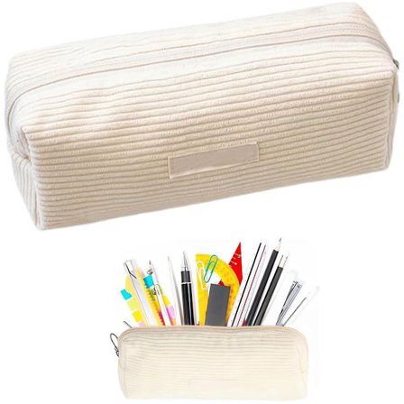 Penalhus til piger og teenagere, fløjl, penalhus, penalhus, piger, penalhus, beige, egnet til drenge og piger, skolemateriale