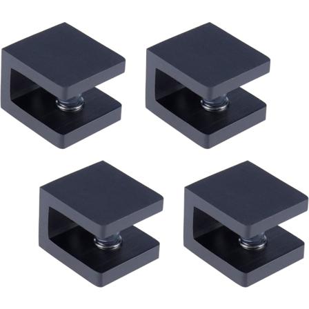 4 st duschhylleklämmor glas U-klämma hylla justerbart stöd fäste ingen borr för 8-10 mm glas-svart black