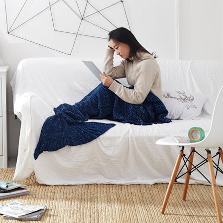 Teppe havfruehale teppe strikket fiskehale teppe sofa teppe