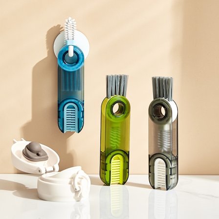 3-pack 3-i-1 multifunktionsrengöringsborste för flasklockvård/