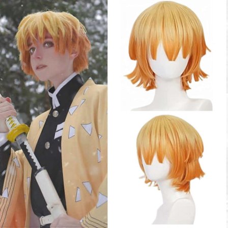 Zenitsu Parykk Kort Gul Parykk For Demon Slayer Cosplay Oransje Ombre Parykk Cosplay Parykk for Syntetisk Parykk for Halloweenfest Cosplay