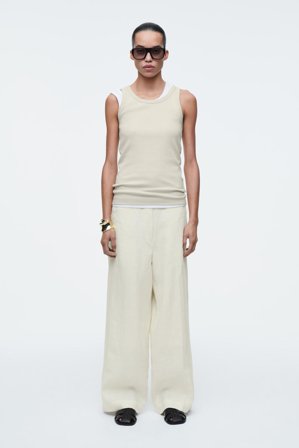 COS Femme Pantalon De Tailleur Droit En Lin in Jaune