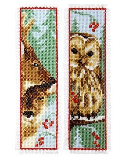 Stickpackung Lesezeichen Eule & Reh 2-er Pack