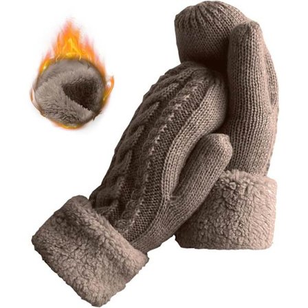 Dam Vinter Varma Fodrade Handskar - Mysiga Stickade Tjocka Vantar