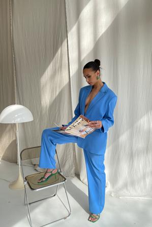 NA-KD Trend Pantalons taille haute - Pantalon tailleur - Bleu - EU 32
