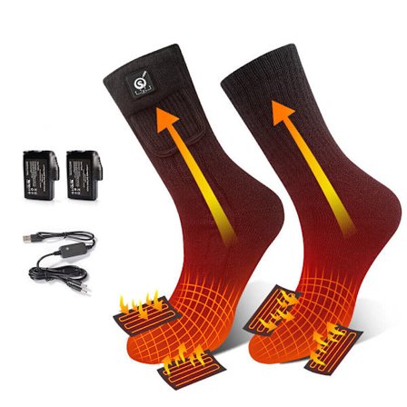 Savior Heat Socks with Rechargeable Battery Winter Sports Warm Calf Socks Black