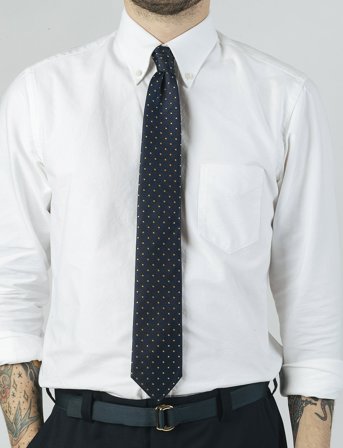 AN IVY Navy Yellow Dots Silk Tie - Navy - ONE SIZE