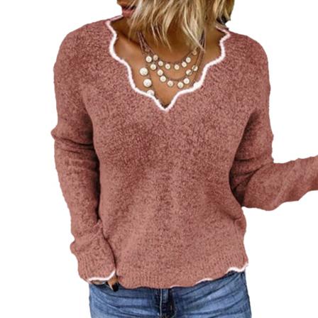 Höst Vinter Dam V-ringad Stickad Söt Pullover Tröja Lös