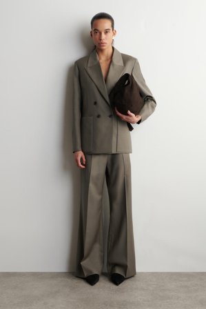 COS Femme Blazer Croisé En Sergé De Laine in Beige