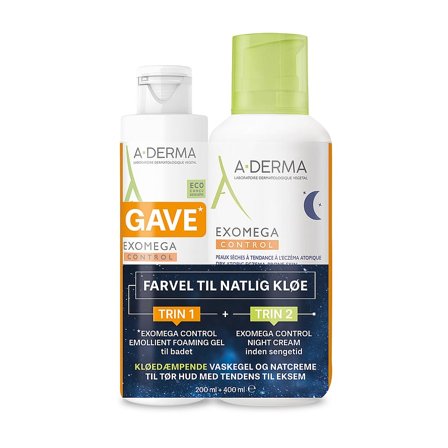 A-DERMA Exomega Control Night Cream + Gel Duo 400 ml + 200 ml, Skincare, Skincare, Sampak