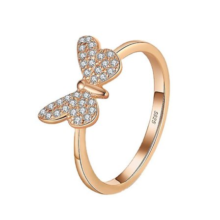 WABJTAM Butterfly Ring 925 Sølv Dame Smykker, gylden farge, 18,89 mm