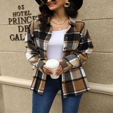 Kvinnor Ylle Blus Button Down Tunikaskjorta