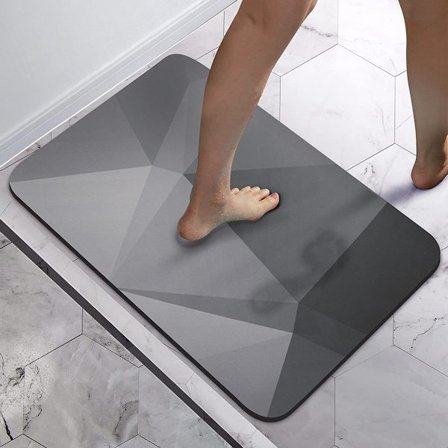 Absorberande badrumsmatta, halkfri, snabbtorkande, grå
