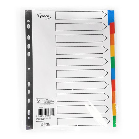 LYRECO Kartongregister A4 10-flik flerfärgad - Lyreco - Kontorsmaterial - Pärmar och register - Kartongregister