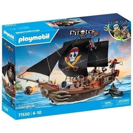 PLAYMOBIL 71530 Piratskepp, 137 delar inklusive 3 karaktärer och 4 djur, pirater, kreativt rollspel, 4 år