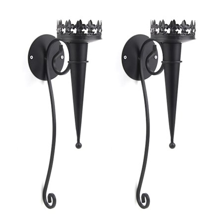 Jern Kunst Vægophæng Lysestage Gotisk Fakkel Søjle Fyrfadsstage Lysestage