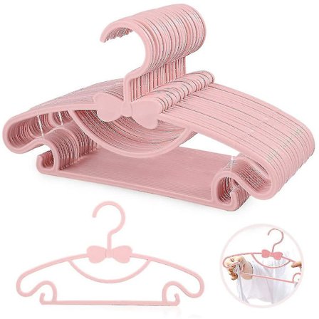 20 stk. Babyklær Henger, Sklisikre Klærhengere for Småbarn (Farge: Rosa)