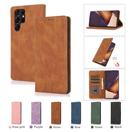 Fodral för iPhone 15 Plus Brun Magnetisk Flip Tre Kort Magnetisk Rakuten