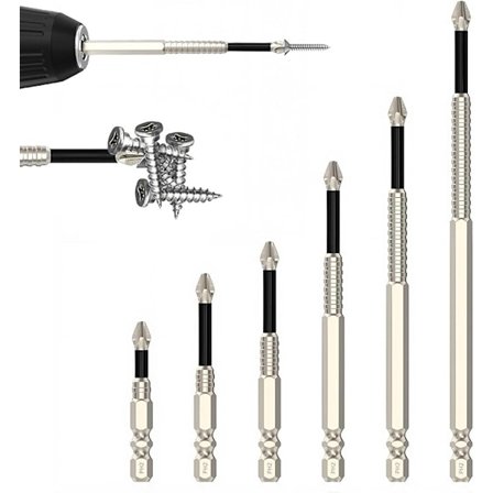 Højmagnetisk skruetrækker boresæt, 2025 ny k5 skridsikker boremaskine egnet til gipsvægge, skive (6 stk.)