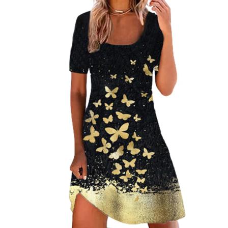 Plus Size Klänning Dam Sexig Positionering Print Fyrkantig Hals Patchw