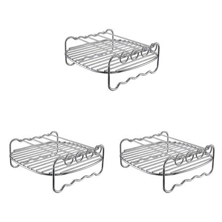 3 kpl Ilmakypsennin Kaksoiskerrosteline 4 Varrasilla Keittiögrillin Ilmakypsennin Tarvikkeet 3 kpl 17,5x17,5x7,5 3pcs 17.5x17.5x7.5cm