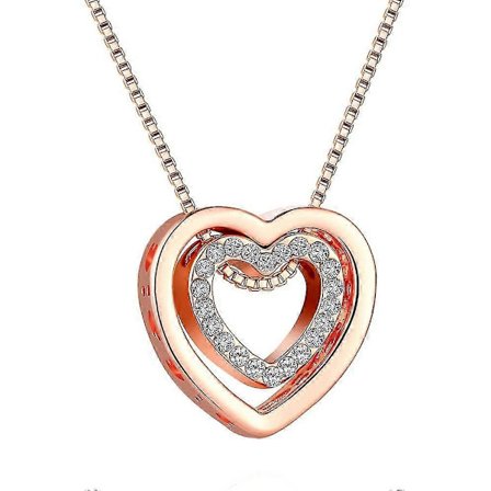 Damhalsband Hjärta Hänge Silver Roséguld Zirkonia Jag Älskar Dig Smyckesgåva (Roséguld)