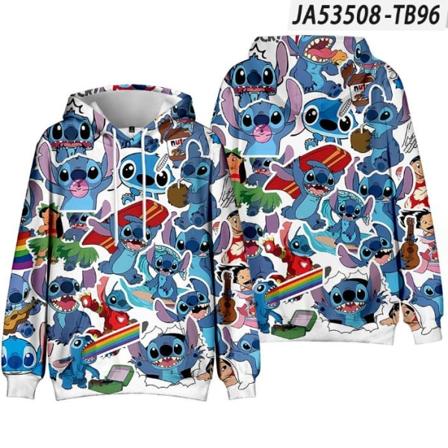 Barn 3D Stitch Hoodie Sweatshirt Långärmad Rock Present A 160cm