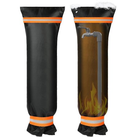 Frostbeskyttelse for kraner - 2-pakning - 26x64 cm, hindrer kraner i å fryse og sprekke - Vinter utendørs frostbeskyttelse for kraner, svart.