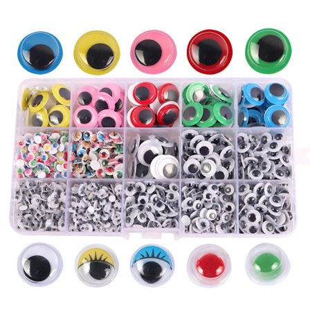 1500 stk Wiggle Eyes Craft Kit Runde Plast Klistremerker Di