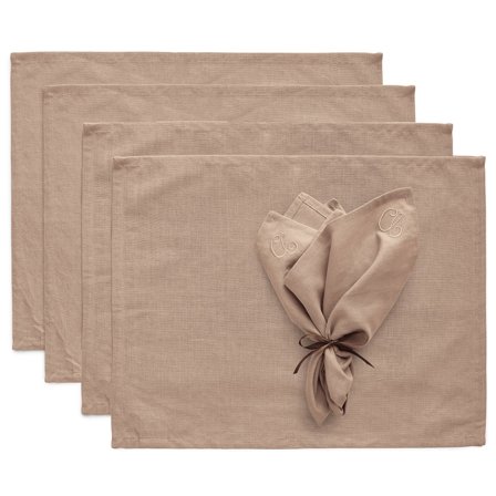 Decotique Decotique Sienna tekstilsæt 4 dækkeservietter + 4 servietter, taupe | KitchenOne