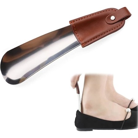 Skotrækker i rustfrit stål med læderrem, 17 cm/6,7 tommer metal skotrækker
