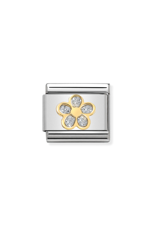 Symbols 18k Gold & Enamel Glitter, Silver Flower