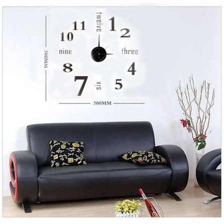 Moderne Stor Overflate Klokke, Veggklokke, 3D Speil DIY Klistremerke, Hjemmekontor Romdekor