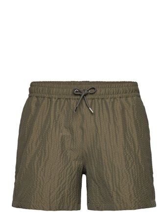 The Resort Co. | Classic Swim Shorts Olive Seersucker | XXL 39 cm