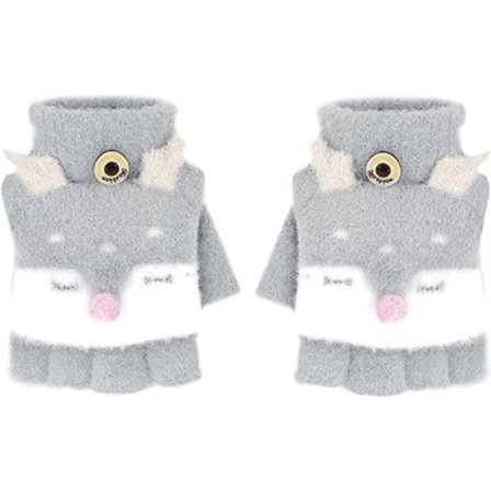 Børns Vinter Varme Handsker Fingerløse Konvertible Flip Handsker Studerende Strikning Skrivning Cykling Løb Halv Finger Flip Handsker Egnet til Drenge