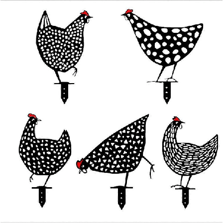 5 stk. Metall Kylling Hagekunst Utstanset Hane Dyreform Dekor For Utendørs For Plener Hager Bakgårder Dekorasjon Ornament