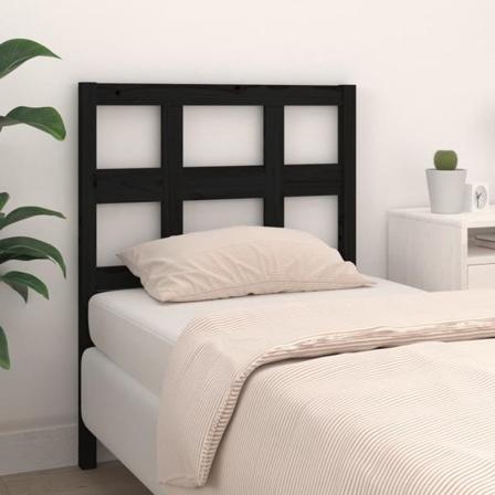 Vidaxl Sänggavel Svart 105,5x4x100 Cm Massiv Furu Svart