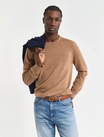 GANT Extrafine Merino Wool C-Neck - Brown - S