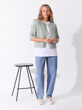 MATCH - Chloe cardigan - Donna - Str. S - Dame - Gensere & Cardigans - Grå - 34% Mohair,34% ulll,27% Nylon - resirkulert,5% Elastan