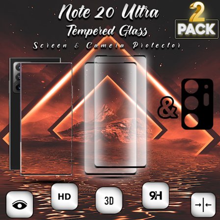 2-Pack Samsung Note 20 Ultra Skärmskydd & 1-Pack linsskydd - 9H GLAS